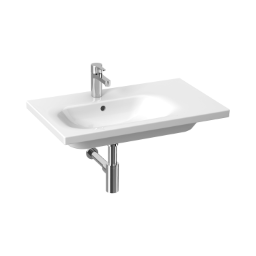 Idea 1.0 WT asym. Becken links Ablage rechts, 75x45cm, m.Hahnloch, Weiß