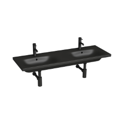 Idea 1.0 Doppelwaschtisch 130x45cm, mit 2 Hahnlöchern, Schwarz M.