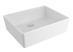 BOCCHI – Schalenbecken quadratisch 50 cm ohne Hahn- und ÜL-Loch, Weiß