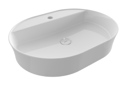 BOCCHI – Passion Aufsatz-Waschtisch oval 60 × 45 cm mit Hahnloch, ohne ÜL-Loch, weiß