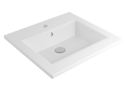 BOCCHI – Passion Einbau-Waschtisch 50 × 47,5 cm mit Hahn- und ÜL-Loch, Weiß