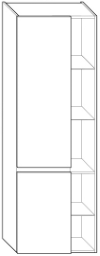 Viva Hochschrank 2 Türen rechts mit offenem Regal links, 60 × 176 × 32 cm, Weiß