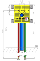 MHS – Waschtisch 240 mit Auslass 80 mm, Unibox Rohr für Viega Raxofix – 1 Stück