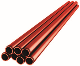 Gewinderohr geschweißt EN 10255-M S195T, RAL3000 gerieft 5/4 (42.4x3.2mm)