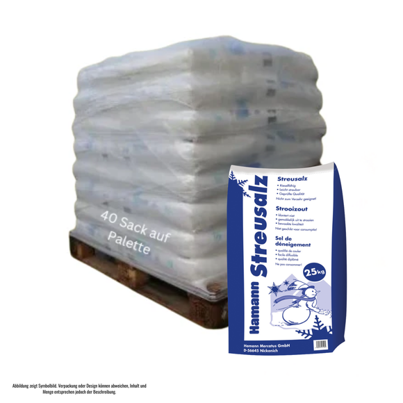 Streusalz / Auftausalz | 1000 kg |  40 x 25kg - Sackware | ganze Palette