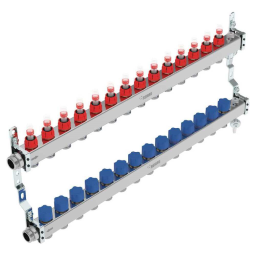 Heizkreisverteiler HKV-D AG V2A 14 Kreise Edelstahl REHAU