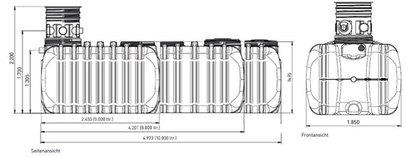 Regenwassertank 8.000 Liter inkl. Siphon m. Kleintierschutz (AT 185)