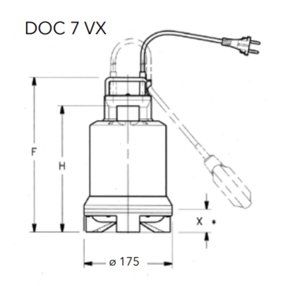 Lowara DOC7VX Schmutzwasser-Tauchpumpe 0,55 kW 230 V 5/4 Zoll mit Schwimmerschalter