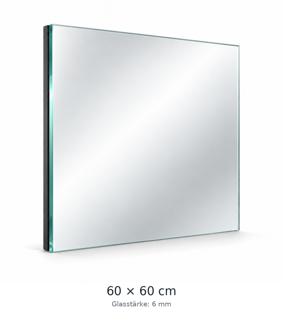Floatglas-Spiegel 600 × 600 mm mit Feuchtraumbelag KIEDL
