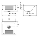 Edelstahl Waschtrog  SIRIUS | LTJ500 | 52 × 24 × 49 cm  (B x H x T) | inkl. Stopfenab- und Überlaufgarnitur-2