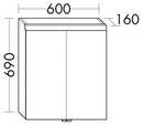 Spiegelschrank Prima/Pura 1.0 60 × 69 × 16 cm LED-Beleuchtung-2