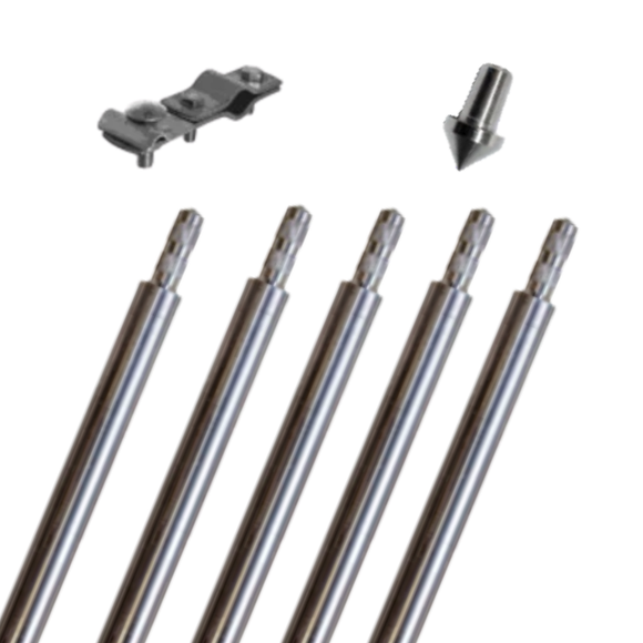 Tiefenerder Set V4A Ø 20 mm, 9 m – 6 × 1,5 m inkl. Schlagspitze & Anschlussklemme