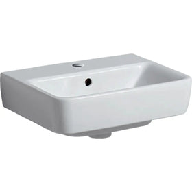 Prima Handwaschbecken 45 × 34 cm eckig, geringe Ausladung mit Hahnloch, Weiß