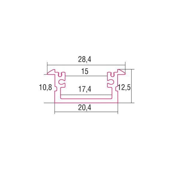 LED-Einbauprofil BERLIN XL 2m Aluminium eloxiert, BxH 24x12mm