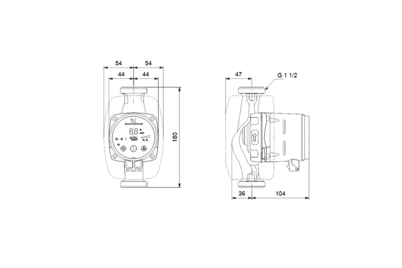 Grundfos Hocheffizienz Umwälzpumpe ALPHA2 25-40 180mm 1x230V G1_1/2 DACH