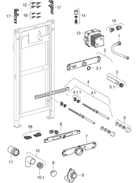 GEBERIT – Duofix Urinal-Element universell H112/130 cm, B50 cm