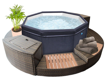 NetSpa Octopus Whirlpool mit Möbelset – Halbfester Outdoor-Whirlpool für 4–6 Personen