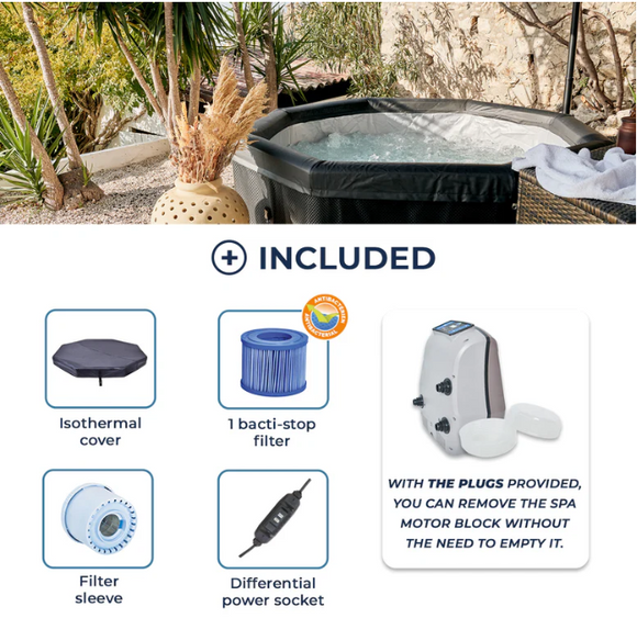 NetSpa Octopus Whirlpool mit Möbelset – Halbfester Outdoor-Whirlpool für 4–6 Personen